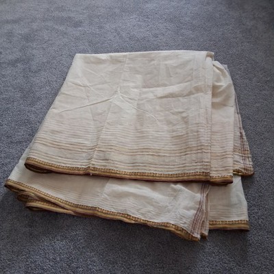 VTG Silk Organza Fabric - Unique Striped Design Intricate Borders - 188'' x 48''
