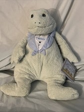 Bunnies by the Bay Tadbit plush beanbag frog green baby toy blue white gingham