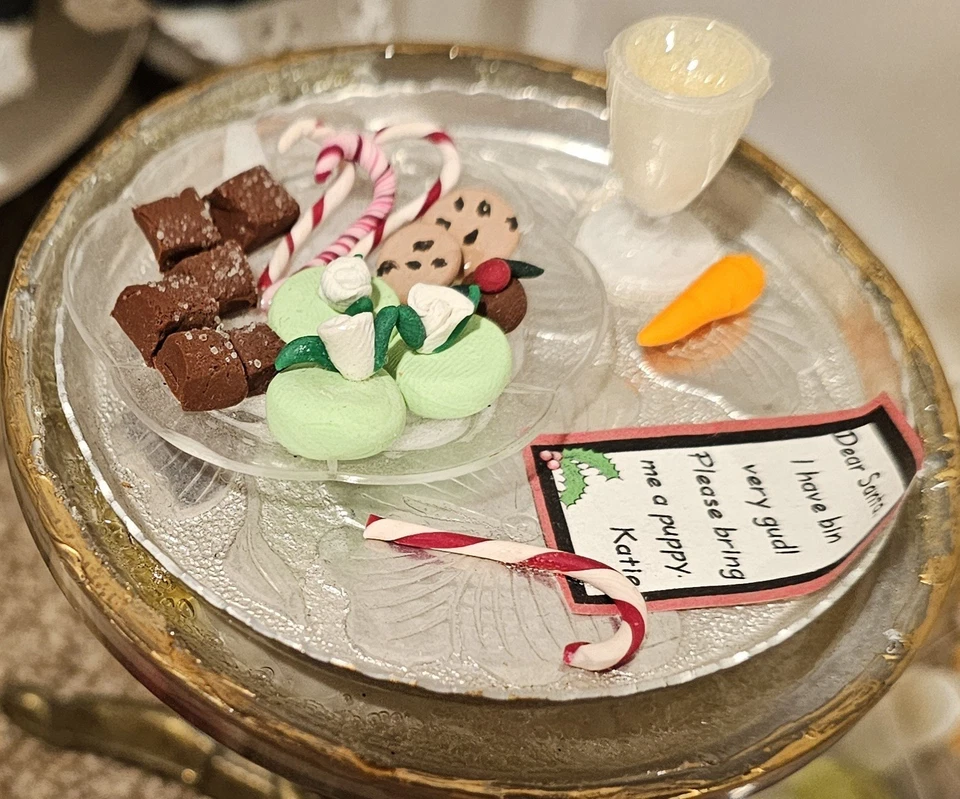 OOAK CUSTOM MADE DOLLHOUSE MINI COOKIES FOR SANTA TABLE 1:6 BARBIE SZ w/Milk +++ - Image 4 of 4