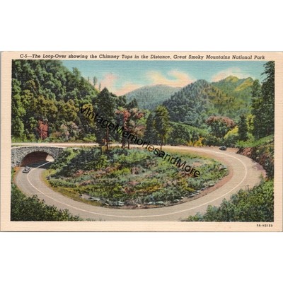 The Loop-Over Showing Chimney Tops Great Smoky Mtns Ntl Park Postcard PC304