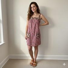 Ruby Rox Vintage 90s Y2K Mini Dress Pink Floral Tropical Boho Sun Dress Small