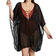 Bleu Rod Beattie Black Chiffon Caftan Cover Up, from Gypset Size 2X NWT