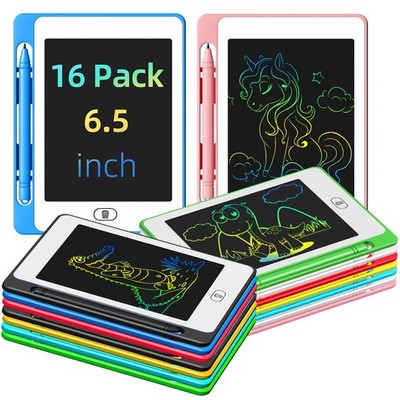 Party Favor 16 Pack LCD Writing Tablet for Kids, 6.5 Inch Colorful Doodle Boa...
