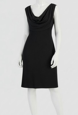 Connected Apparel Women's Black Cowlneck Sleeveless A-Line Dress Size 14