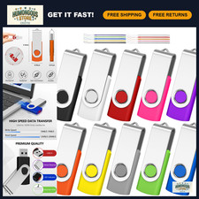 4GB USB Flash Drive 10 Pack, Swivel Thumb Drives, Memory Stick, USB 2.0 Storage