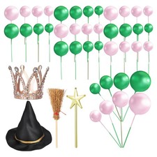 44Pcs Wicked Cake Decorations Witch Hat Crown Broom Star Wand Cupcake Toppers UK