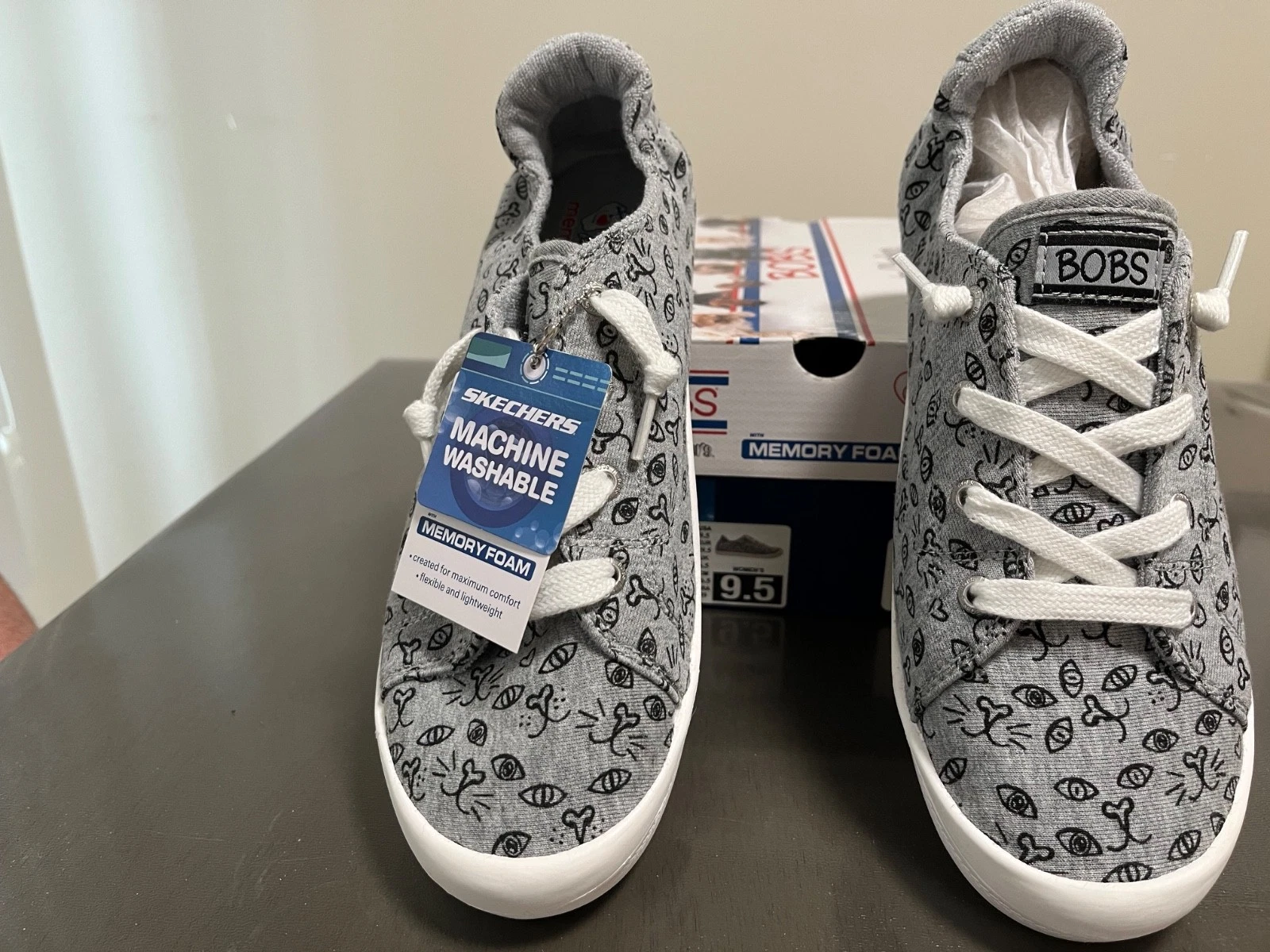 VANS Nuove scarpe BOBS di SKECHERS Beach Bingo VAN GATO da donna grigie gatti taglia 9 5