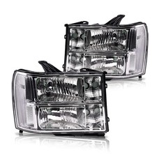 Headlight Assembly 07-13 GMC Sierra 1500 07-14 2500HD 3500HD Chrome Housing Lens