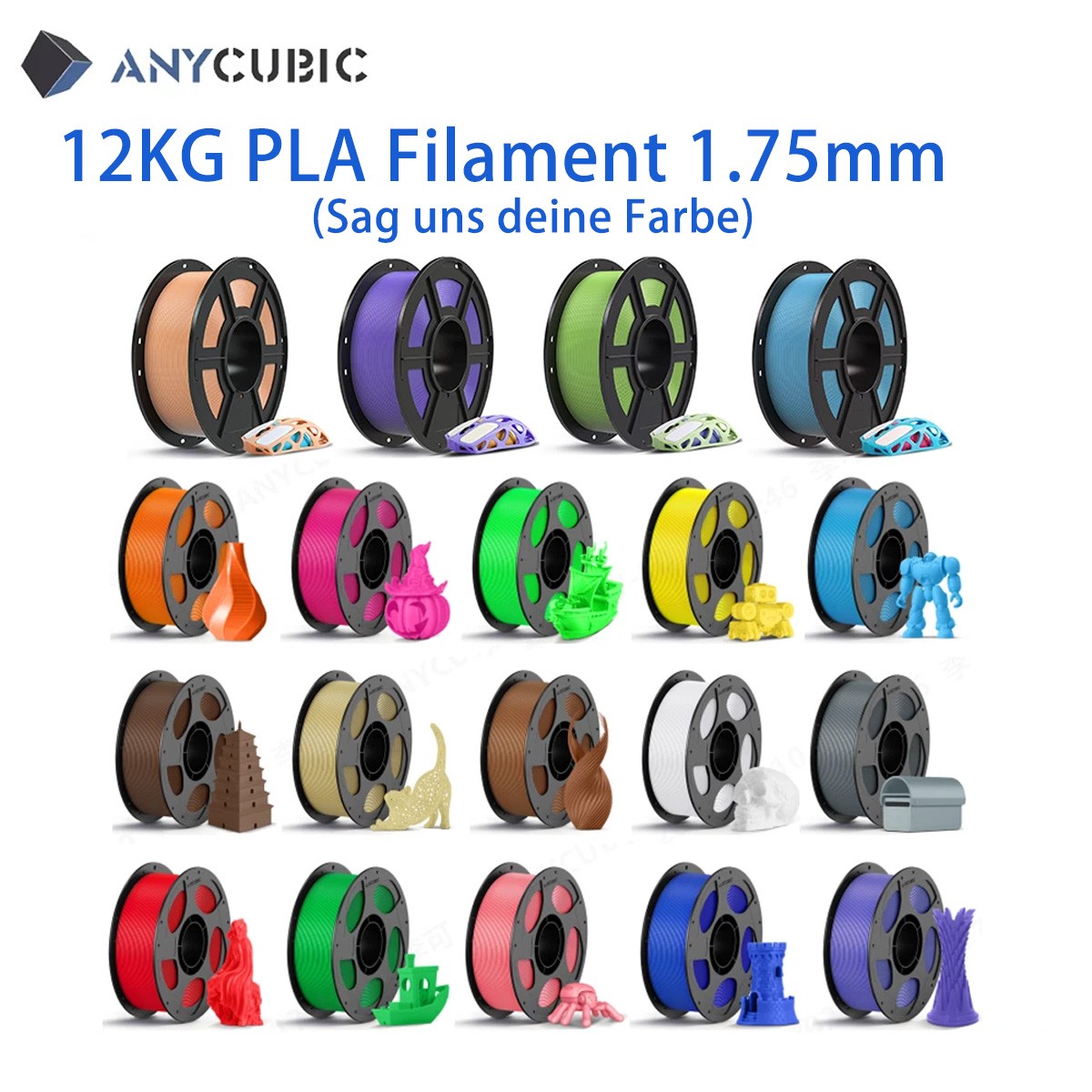 Filamento PLA 1,75mm 12KG per Stampante 3D Anycubic