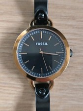 Fossil Damen Armbanduhr Edelstahl Leder Schwarz Watch