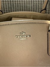 Coach Beige Pebbled Leather Satchel with Detachable Strap, Zipper Stitching