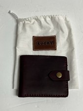 Bifold Wallet Crazy Horse Leather Burgundy Handmade Coin Pocket 3 Cards Slot