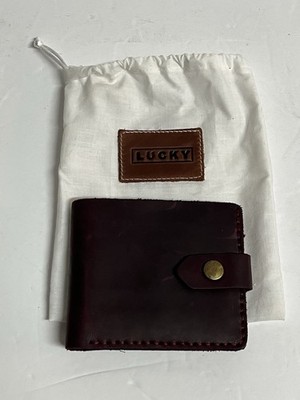 Bifold Wallet Crazy Horse Leather Burgundy Handmade Coin Pocket 3 Cards Slot