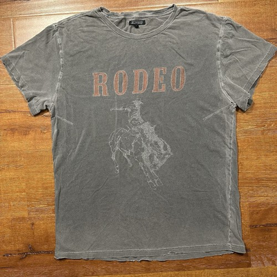 #ad Elwood T Shirt Mens L Gray Acid Wash Rodeo Horse Distressed Retro Streetwear VTG $24.88