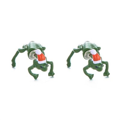 3D Frog Earrings for Women Cute Stud Green with Assorted Hats Daily Party F - 01
