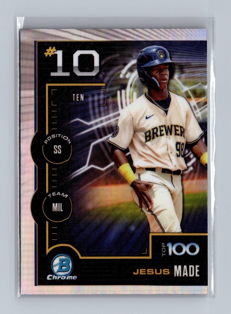 Jesus Made 2025 Bowman #BTP-10 Bowman Scouts Top 100 Milwaukee Brewers B3M