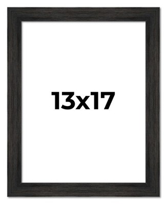 13x17 Frame Black Rustic Barnwood Solid Wood Picture Frame | 1.5 Inch Moulding W