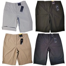 Ex M S Cotton rich knee length chino shorts - various colours - size 6 to 22