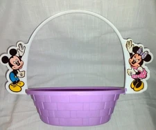 VINTAGE DISNEY MICKEY MINNIE MOUSE  EASTER BASKET  SUN HILL PURPLE  11" X 8.5"