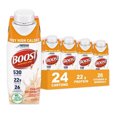 #ad Boost Very High Calorie Strawberry Nutritional Drink – 22g Protein Pack of 24 $40.00