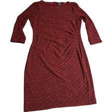 Chaps Women’s Dress Size 12 Side Ruched Knit Sheath Dress Burgundy Holiday Party