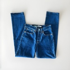 Levis Premium Ribcage Straight Ankle womens Jeans Button Fly Dark Wash Blue 24