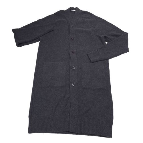 Lemaire, Lemaire Long Cardigan Sweater Mens Small Wool V-Neck Anthracite Gray Melange