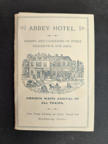 1898 antique ABBEY HOTEL george abbotsford AD CARD PRICES guide melrose UK