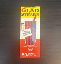 Glad Strong Plastic Straws, 50 Count, Red & Blue, Made in USA