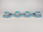 Poole Pottery Twintone Sky Blue Dove Grey Tea Cup Saucer Set of 4