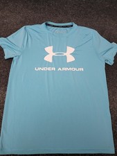Under Armour Shirt Youth Medium Blue HeatGear Swim Loose Graphic Athletic