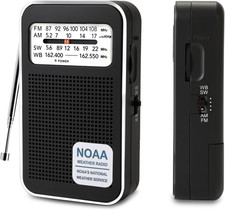 4 Bands AM FM SW NOAA Pocket Radio, Battery Powered Rechargeable Radio, Shortwav