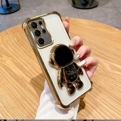 Astronaut Holder Case For Various Phone ShockProof Cover Bracket Glitter Paper