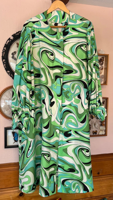 Emilio Pucci Parolari Dress Coat RARE green Geometric Vintage Sz