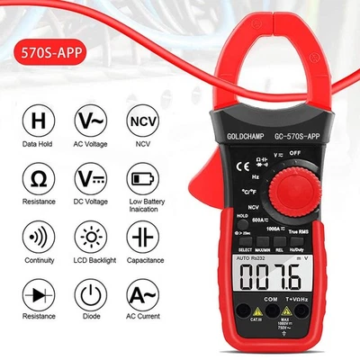 Digitales True RMS AC/DC Zangenmessgerät mit Bluetooth APP & NCV 6000 Counts - Bild 1 von 4