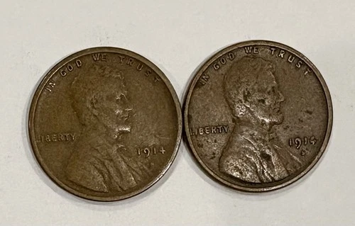 1914 s lincoln cents 2 Pennies Fine