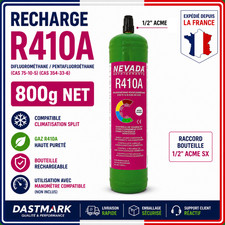 Bouteille R410A 800g Recharge Gaz Climatisation Valve 1/2" ACME