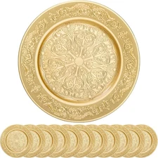 12 Pack Gold Charger Plates 13 Inch Round Chargers for Dinner Decorative Antique