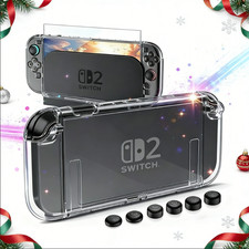 for Nintendo Switch 2 PC Protective,Thumb Grips,Clear Case with Screen Protector