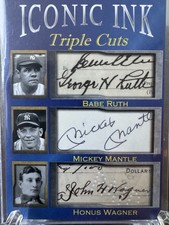 Iconic Ink Triple Cuts Limited Edition Facsimile Auto Babe Ruth Mantle Wagner