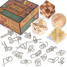 Brain Teasers Metal Puzzles for Kids  Adult 22Pack, Mind, Logic and IQ Medium