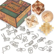 Brain Teasers Metal Puzzles for Kids & Adult 22Pack, Mind, Logic and IQ Medium