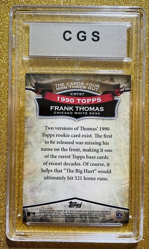 2010 TOPPS FRANK THOMAS KARTEN MOM THROW OUT NO NAME NNOF SP #CMT97 CGS 9.5 LESEN - Bild 5 von 8