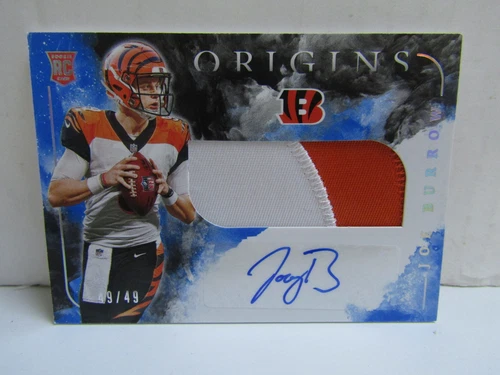 2020 Panini Origins #101 Joe Burrow Patch Auto Blue RC /49 Bengals
