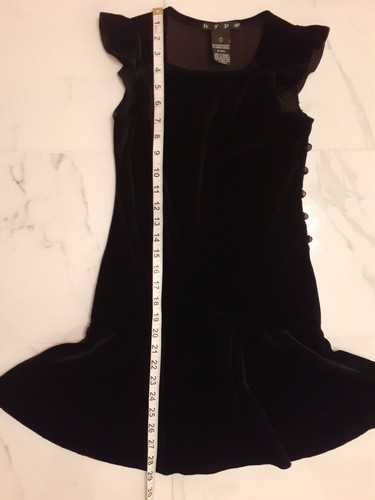 Hype girls dress, velvet black, size 7. Five decorative buttons by left side. - Picture 11 of 12