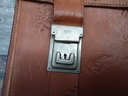 Alte Aktentasche aus Leder @ Schultasche Ranzen @ 2 Fächer @ Vintage - Bild 6 von 8