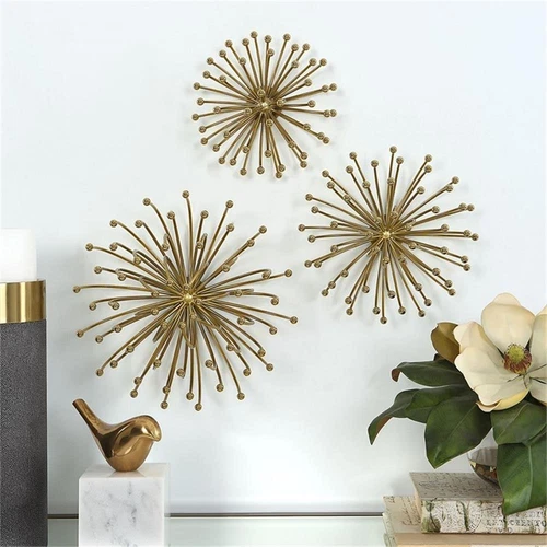 Uttermost Aga Contemporary Metal Wall Decor in Plated Gold (Set of 3) - Picture 2 of 6