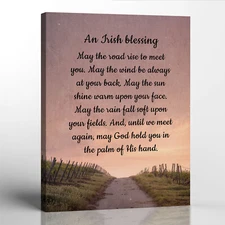 Irish Blessing, Wall Art May the Road Rise Up, Celtic Home Decor Gift, Canvas