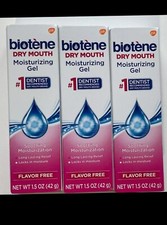 LOT (3) BIOTENE DRY MOUTH MOISTURIZING GEL SOOTHING FLAVOR-FREE 1.5OZ EXP 2/2026