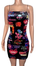 Satiny Vegas Retro party bodycon mini dress new Raver Date event Pin-up NEW glam